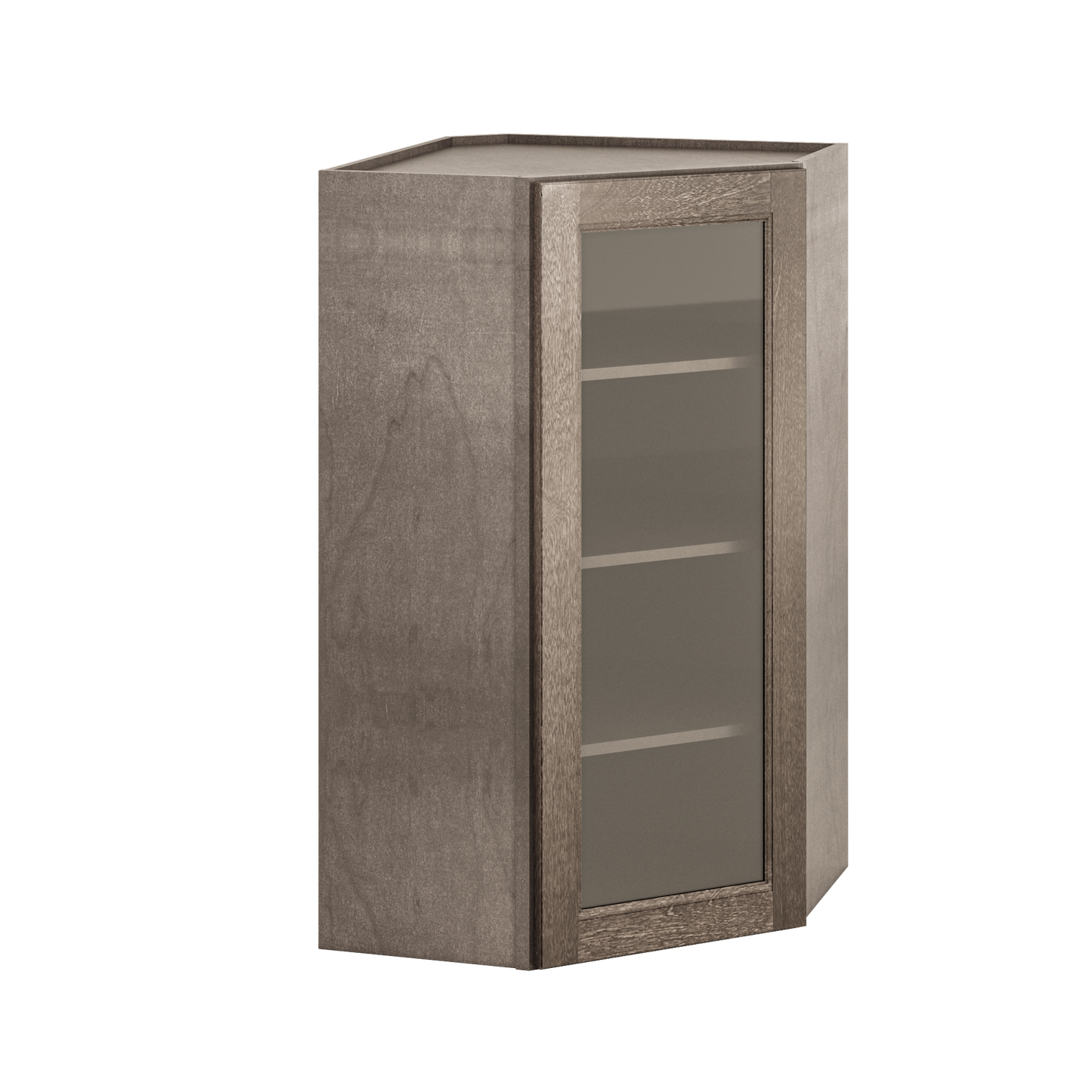 Frosted Glass Door Diagonal Corner Wall Kitchen Cabinet DCMD2442 Milan Slate 24 in. width 42 in. height 12 in. depth