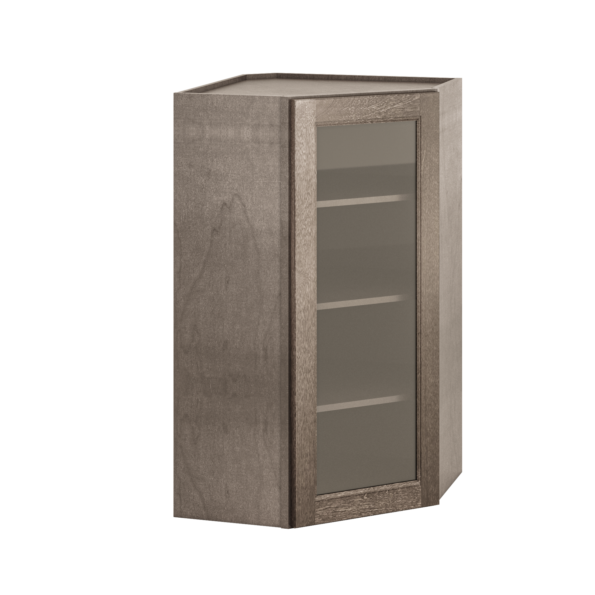 Frosted Glass Door Diagonal Corner Wall Kitchen Cabinet DCMD2442 Milan Slate 24 in. width 42 in. height 12 in. depth