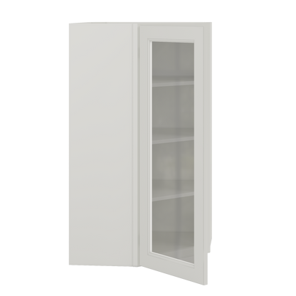 Frosted Glass Door Diagonal Corner Wall Kitchen Cabinet DCMD2442 Milan Pearl 24 in. width 42 in. height 12 in. depth