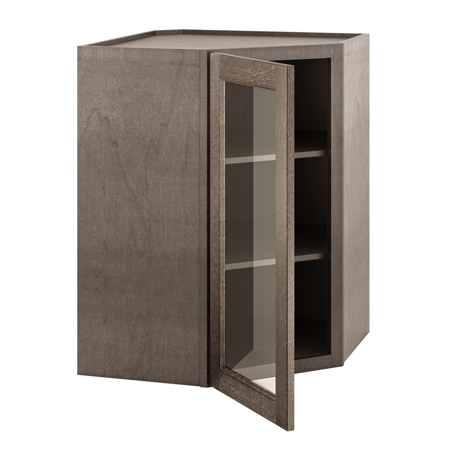 Frosted Glass Door Diagonal Corner Wall Kitchen Cabinet DCMD2736 Milan Slate 27 in. width 36 in. height 15 in. depth