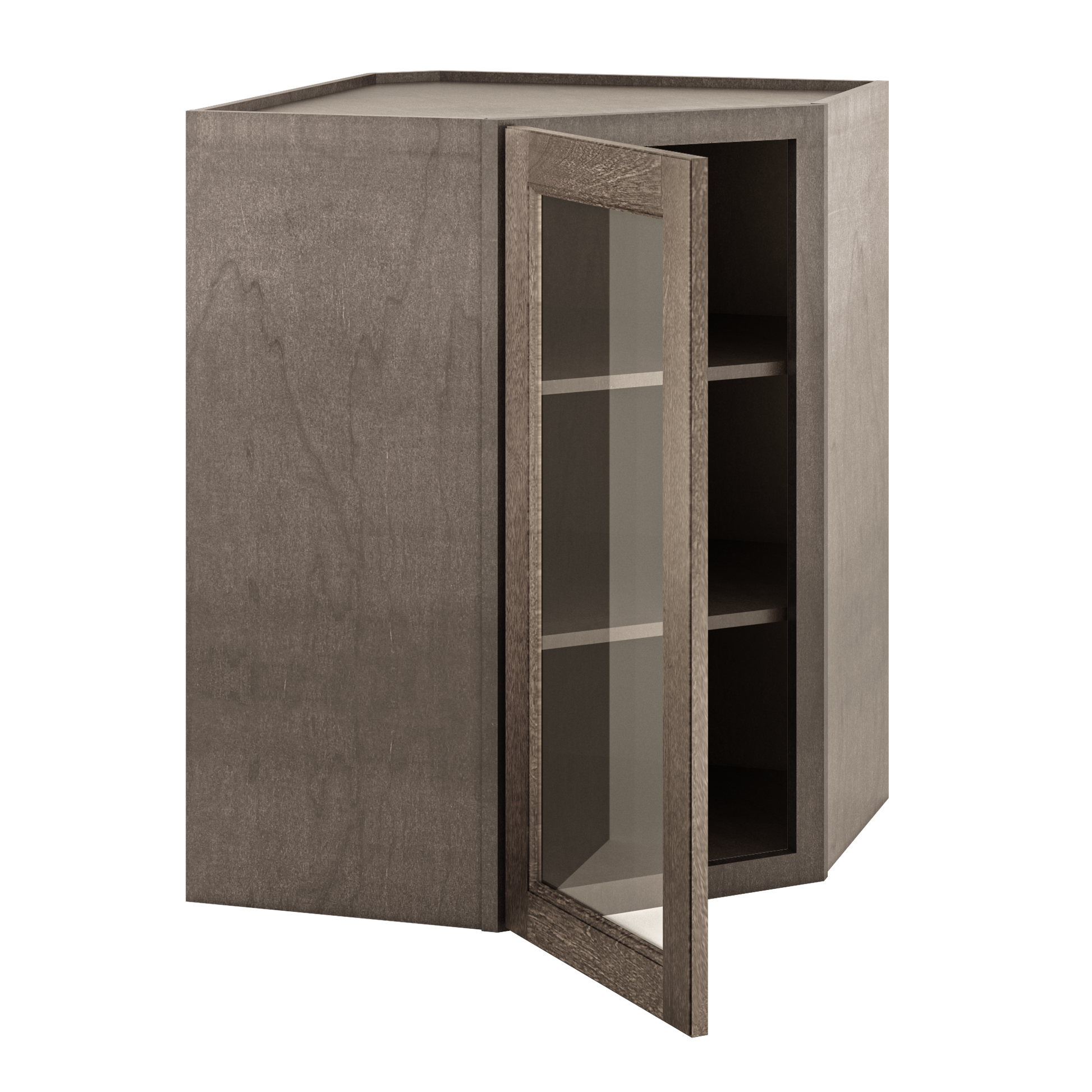 Frosted Glass Door Diagonal Corner Wall Kitchen Cabinet DCMD2736 Milan Slate 27 in. width 36 in. height 15 in. depth