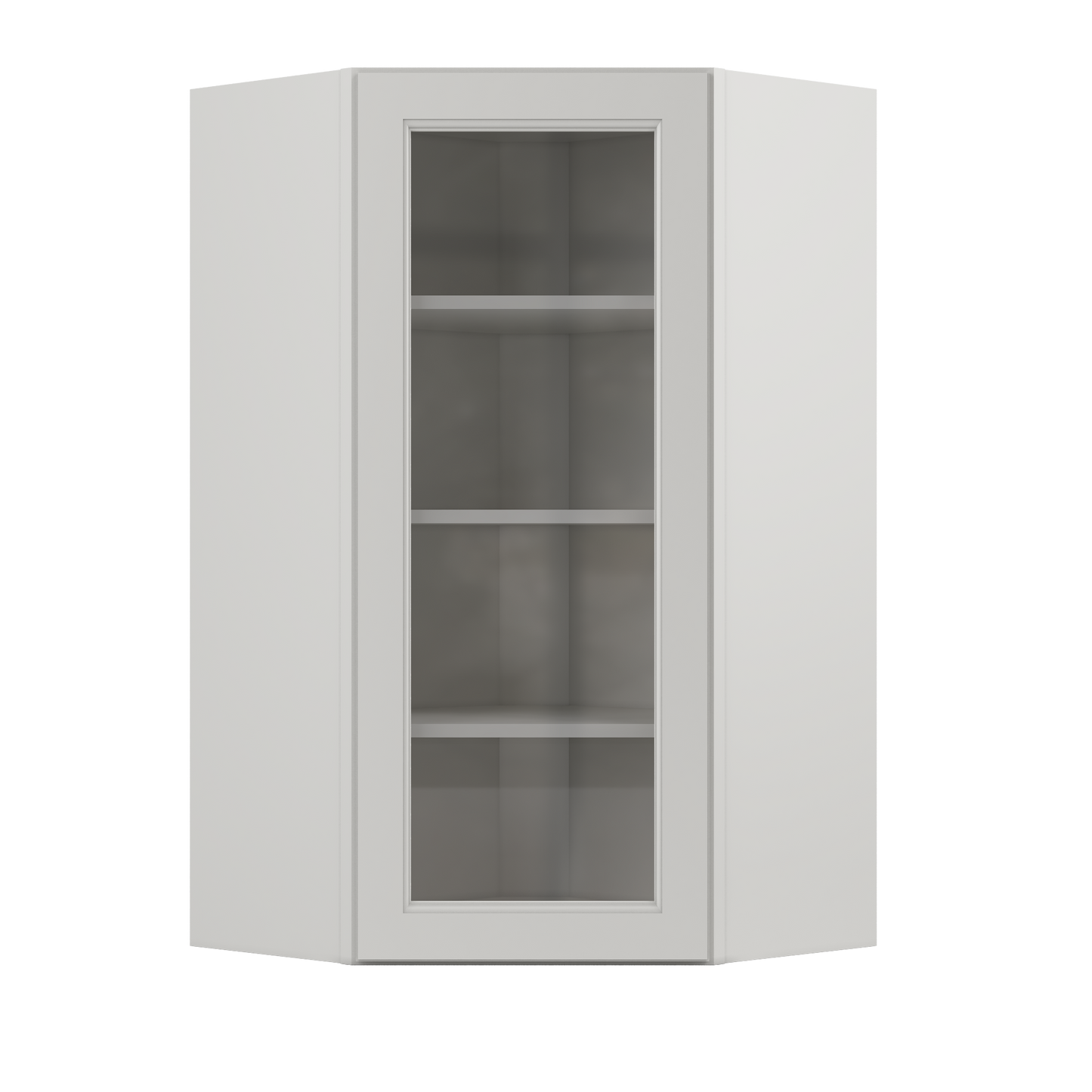Frosted Glass Door Diagonal Corner Wall Kitchen Cabinet DCMD2442 Milan Pearl 24 in. width 42 in. height 12 in. depth