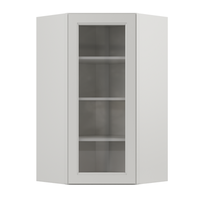 Frosted Glass Door Diagonal Corner Wall Kitchen Cabinet DCMD2442 Milan Pearl 24 in. width 42 in. height 12 in. depth