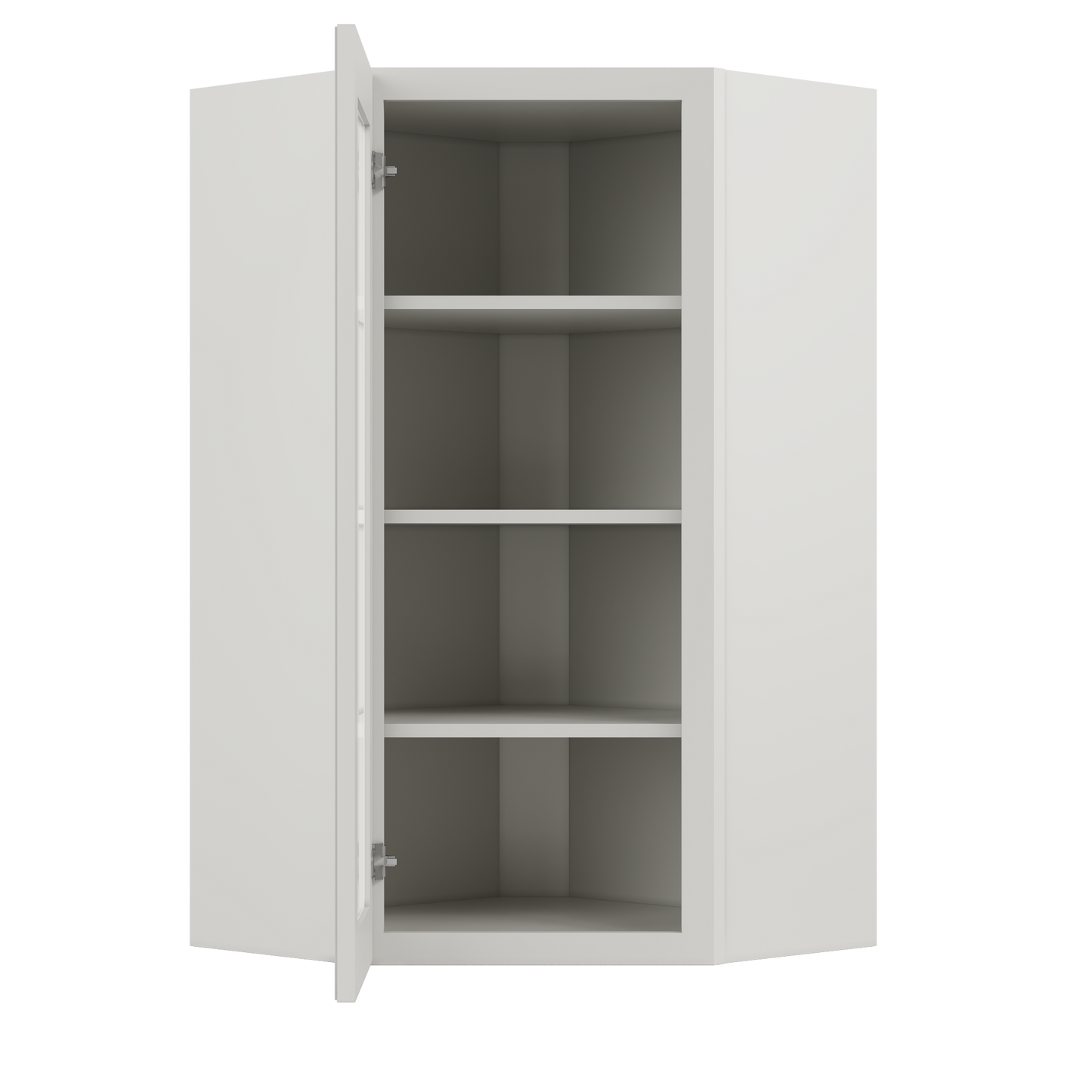Frosted Glass Door Diagonal Corner Wall Kitchen Cabinet DCMD2442 Milan Pearl 24 in. width 42 in. height 12 in. depth