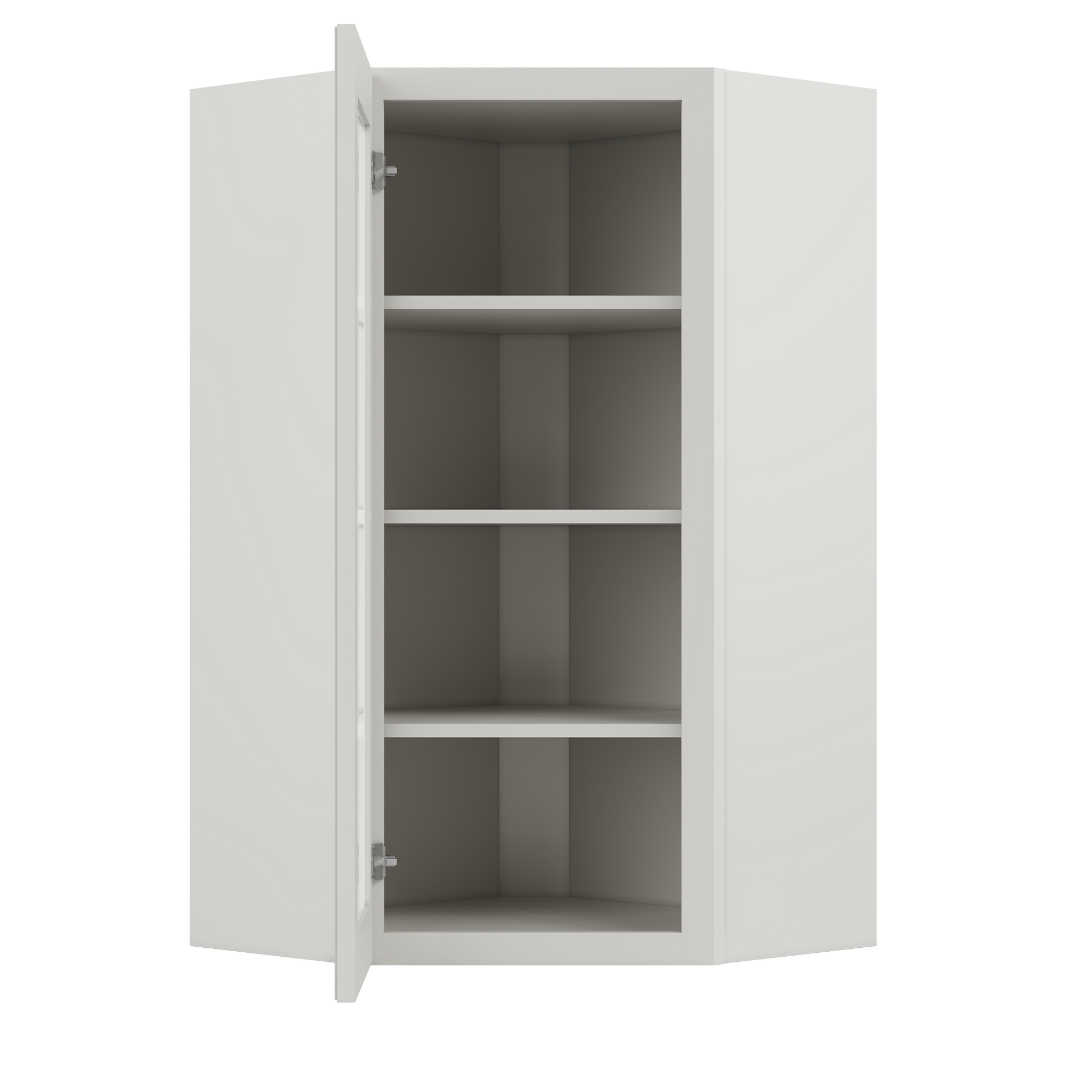 Frosted Glass Door Diagonal Corner Wall Kitchen Cabinet DCMD2442 Milan Pearl 24 in. width 42 in. height 12 in. depth