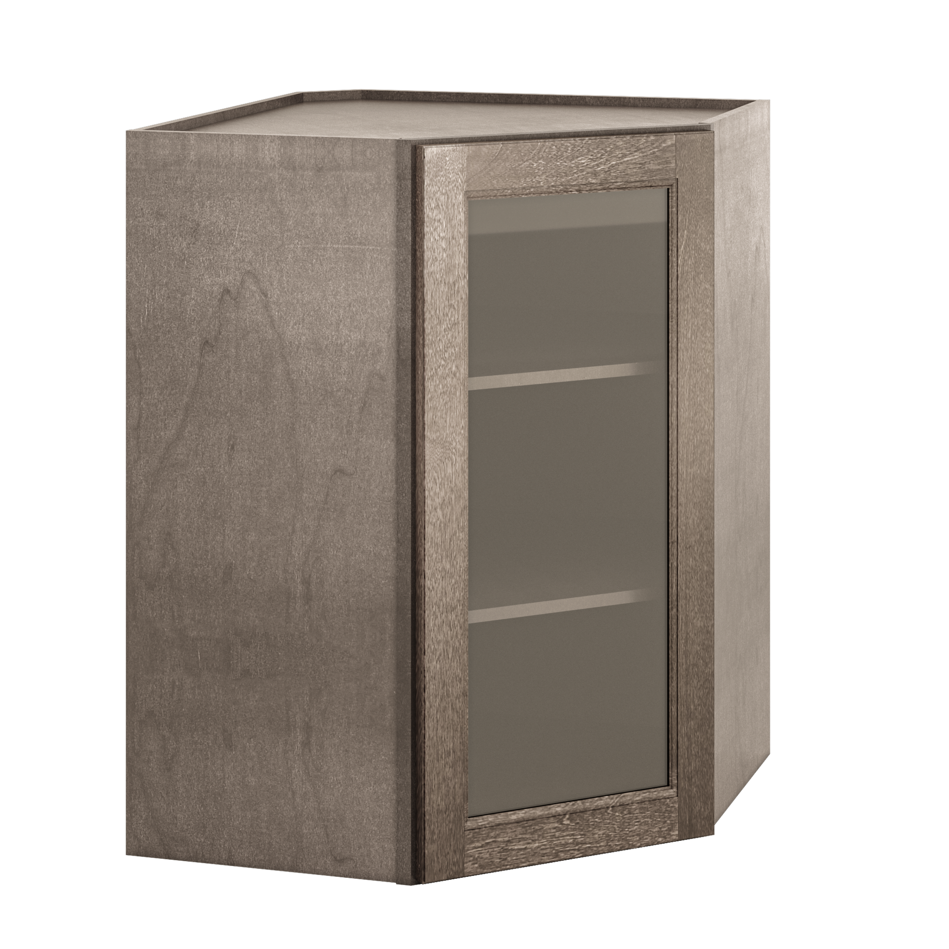 Frosted Glass Door Diagonal Corner Wall Kitchen Cabinet DCMD2736 Milan Slate 27 in. width 36 in. height 15 in. depth