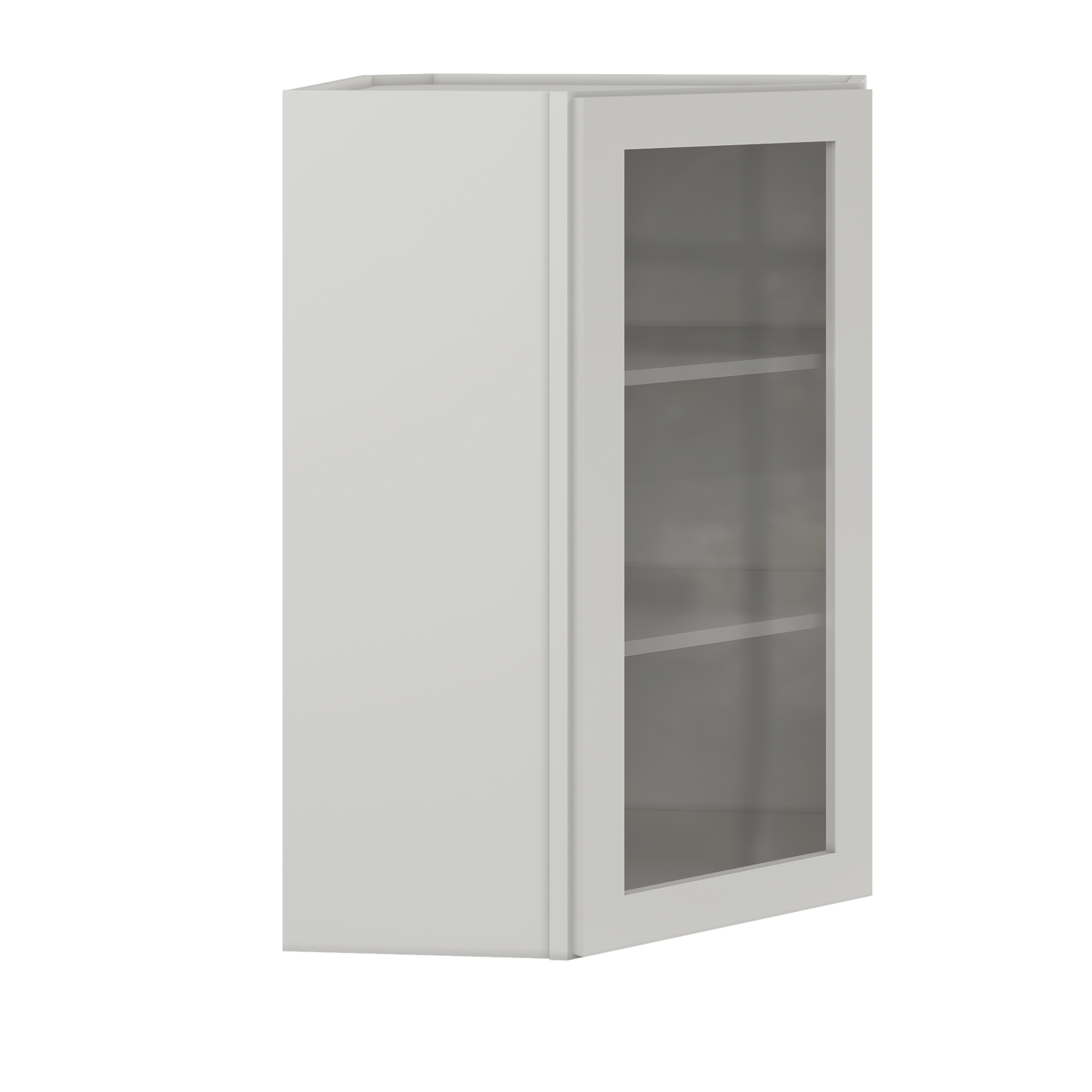 Frosted Glass Door Diagonal Corner Wall Kitchen Cabinet DCMD2436 Milan Pearl 24 in. width 36 in. height 12 in. depth