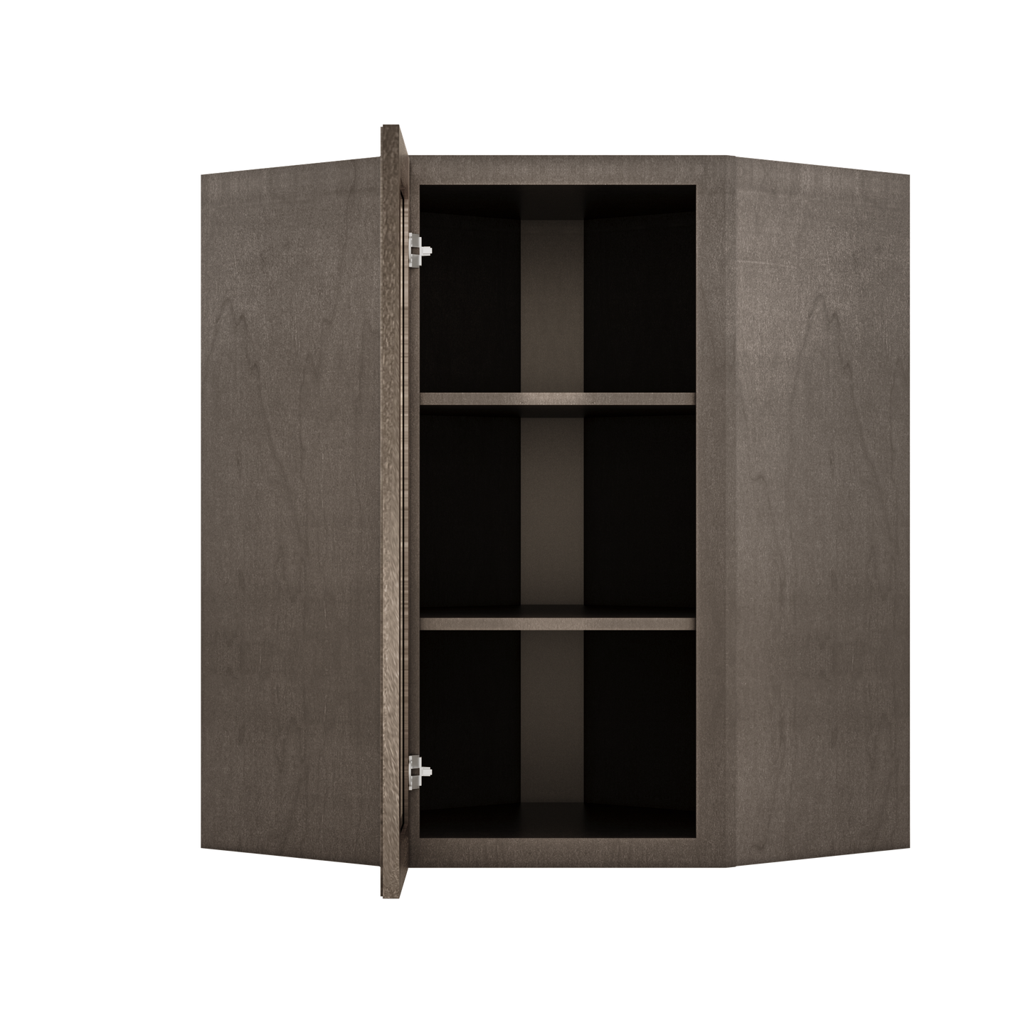 Frosted Glass Door Diagonal Corner Wall Kitchen Cabinet DCMD2736 Milan Slate 27 in. width 36 in. height 15 in. depth