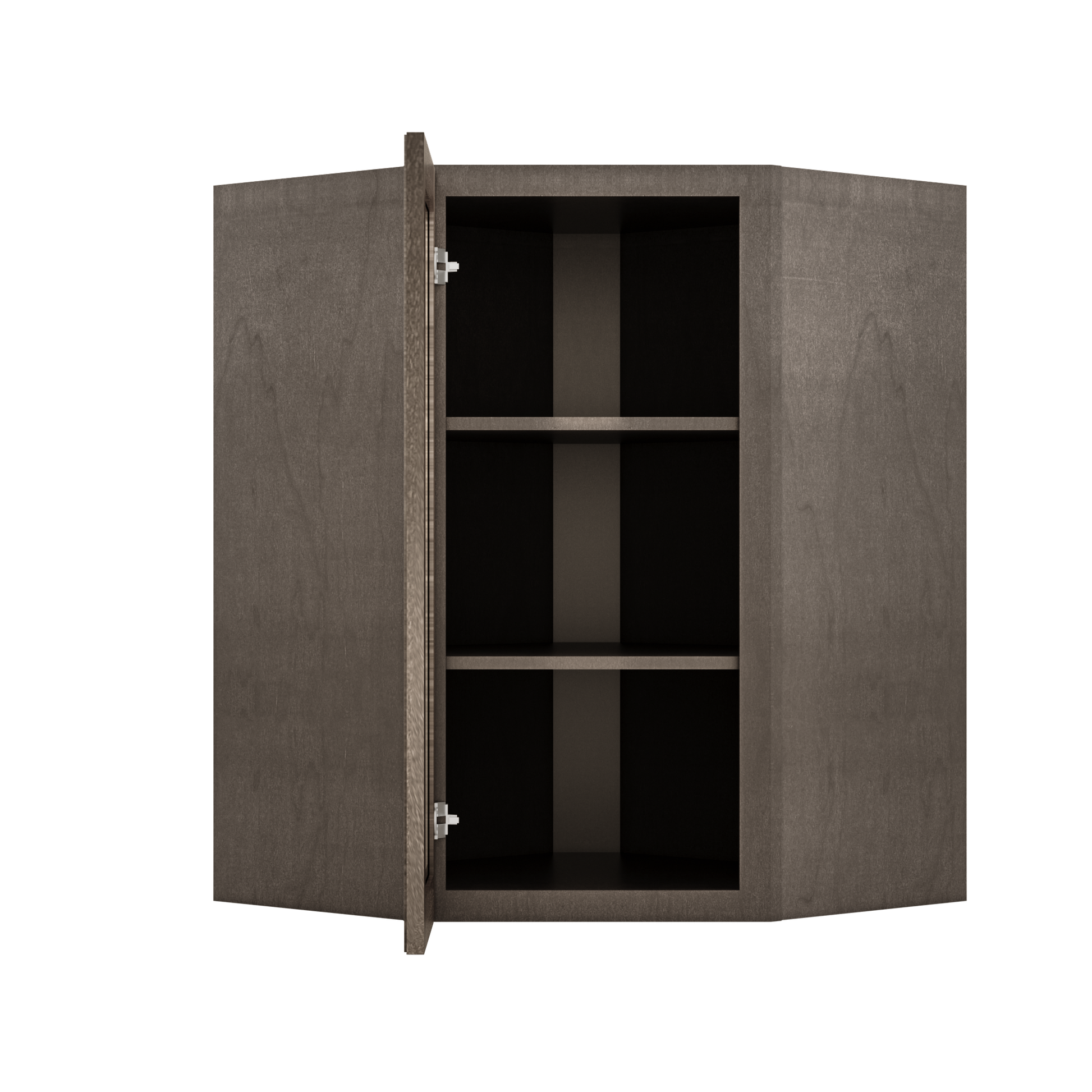 Frosted Glass Door Diagonal Corner Wall Kitchen Cabinet DCMD2736 Milan Slate 27 in. width 36 in. height 15 in. depth