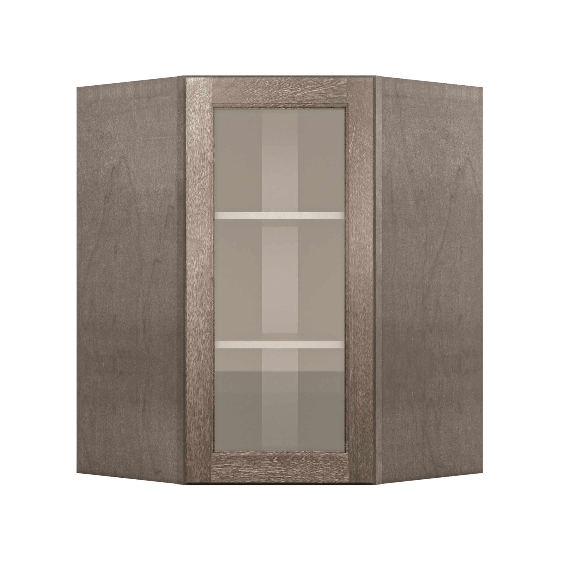 Frosted Glass Door Diagonal Corner Wall Kitchen Cabinet DCMD2736 Milan Slate 27 in. width 36 in. height 15 in. depth