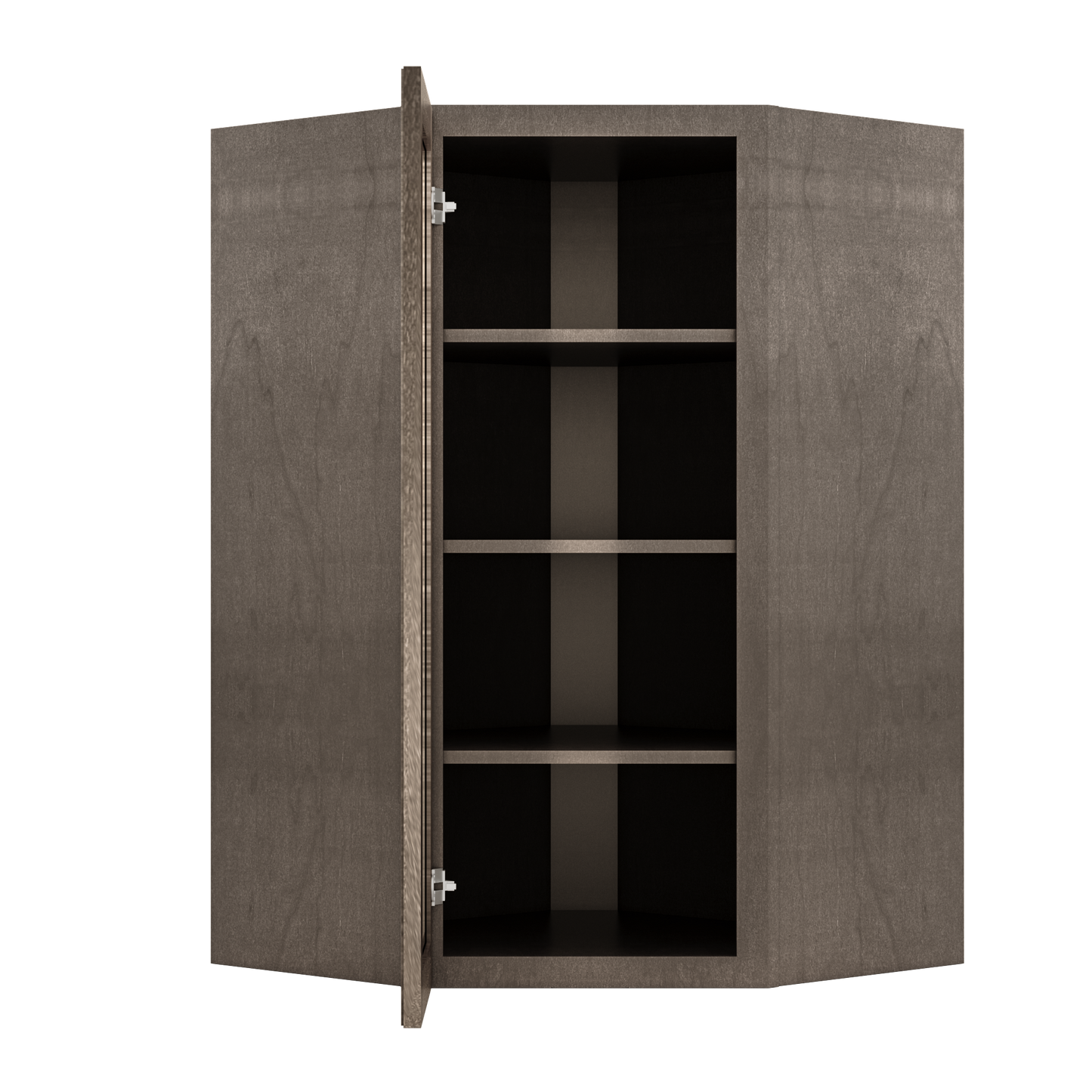 Frosted Glass Door Diagonal Corner Wall Kitchen Cabinet DCMD2742 Milan Slate 27 in. width 42 in. height 15 in. depth