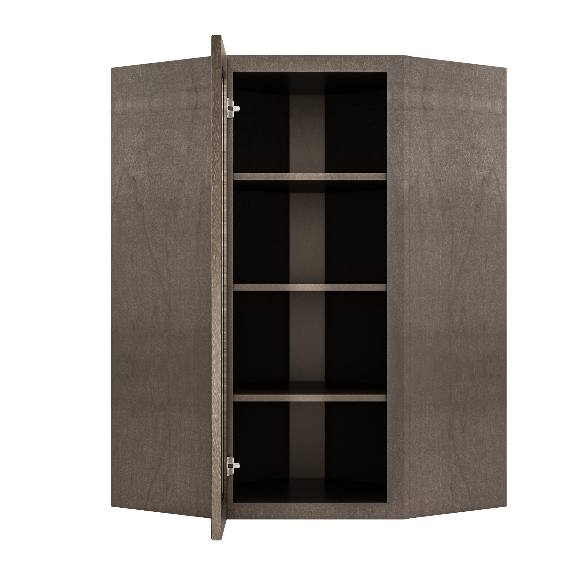 Frosted Glass Door Diagonal Corner Wall Kitchen Cabinet DCMD2742 Milan Slate 27 in. width 42 in. height 15 in. depth