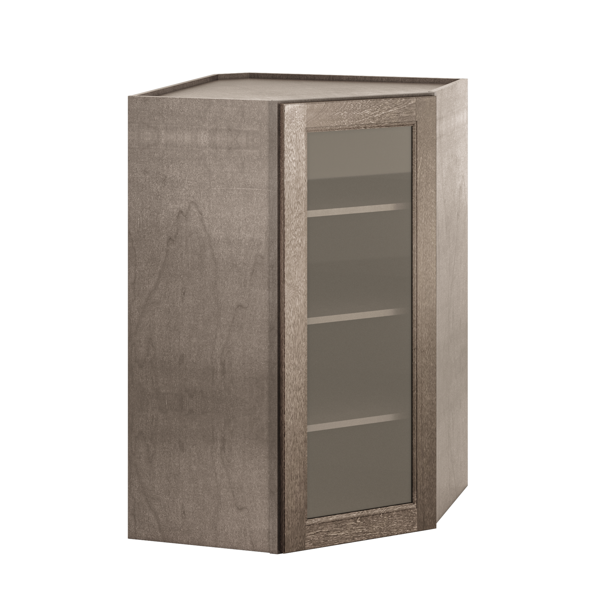 Frosted Glass Door Diagonal Corner Wall Kitchen Cabinet DCMD2742 Milan Slate 27 in. width 42 in. height 15 in. depth
