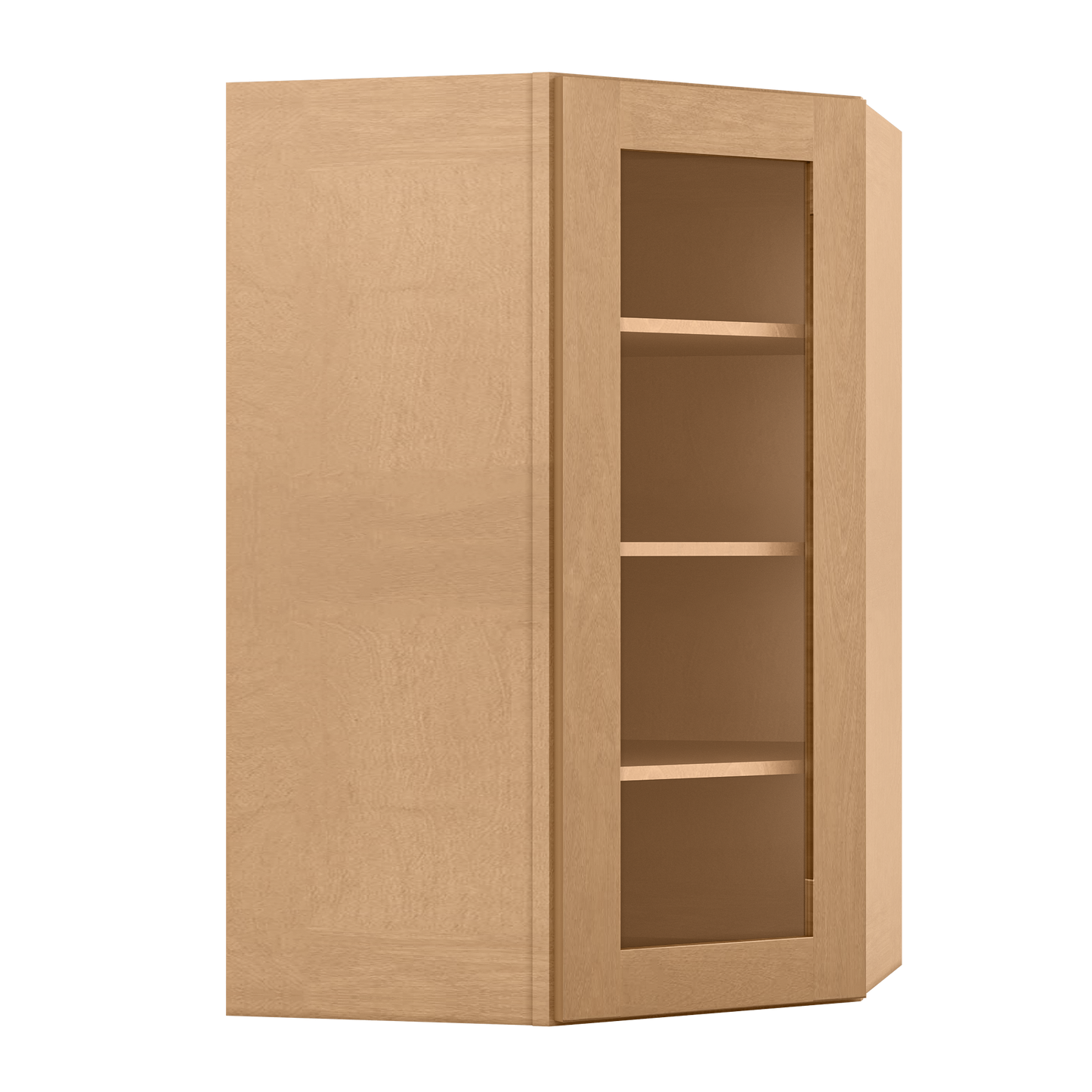 Frosted Glass Door Diagonal Corner Wall Kitchen Cabinet DCMD2742 Shaker Toffee 27 in. width 42 in. height 15 in. depth