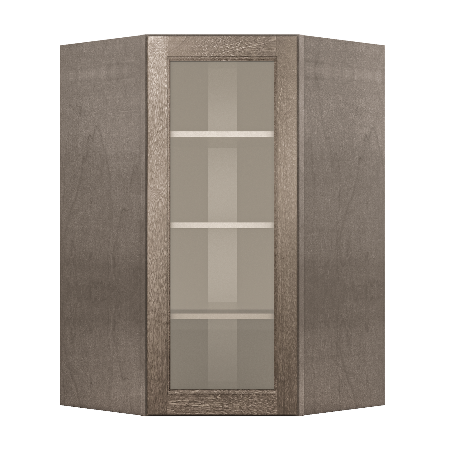 Frosted Glass Door Diagonal Corner Wall Kitchen Cabinet DCMD2742 Milan Slate 27 in. width 42 in. height 15 in. depth
