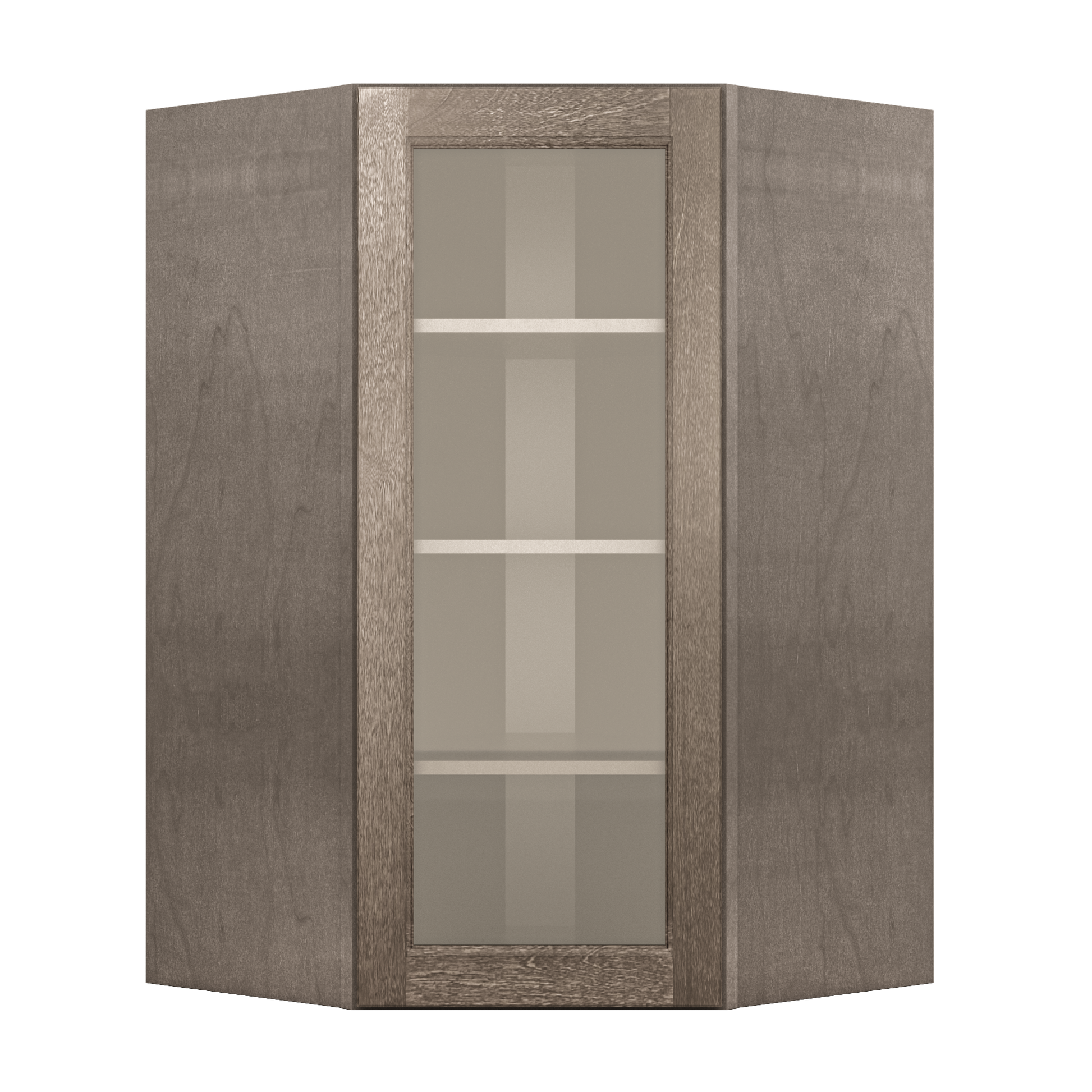 Frosted Glass Door Diagonal Corner Wall Kitchen Cabinet DCMD2742 Milan Slate 27 in. width 42 in. height 15 in. depth