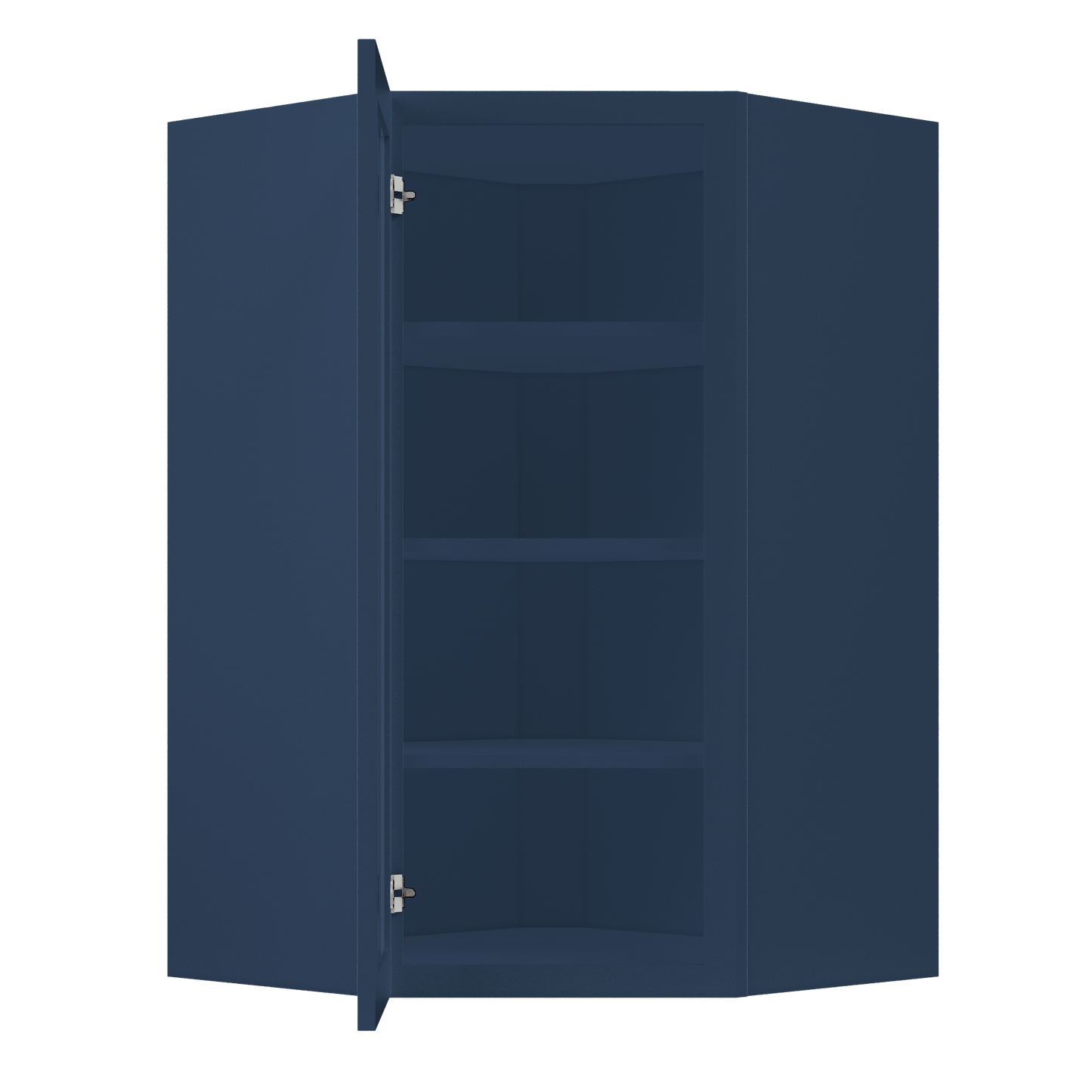 Frosted Glass Door Diagonal Corner Wall Kitchen Cabinet DCMD2742 Danbury Blue LessCare 27 in. width 42 in. height 15