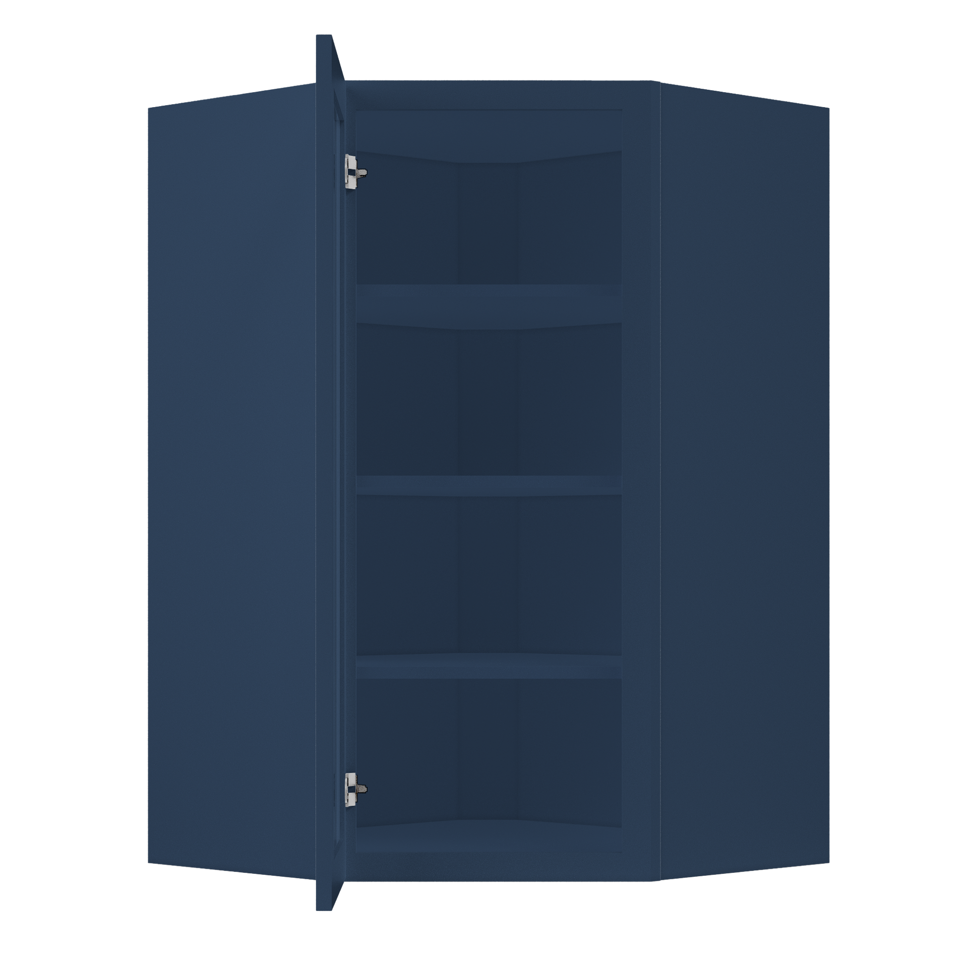 Frosted Glass Door Diagonal Corner Wall Kitchen Cabinet DCMD2742 Danbury Blue LessCare 27 in. width 42 in. height 15