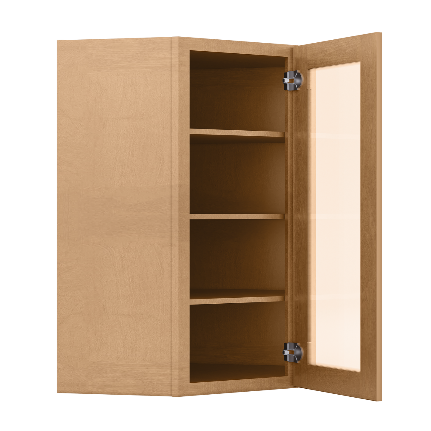 Frosted Glass Door Diagonal Corner Wall Kitchen Cabinet DCMD2742 Shaker Toffee 27 in. width 42 in. height 15 in. depth