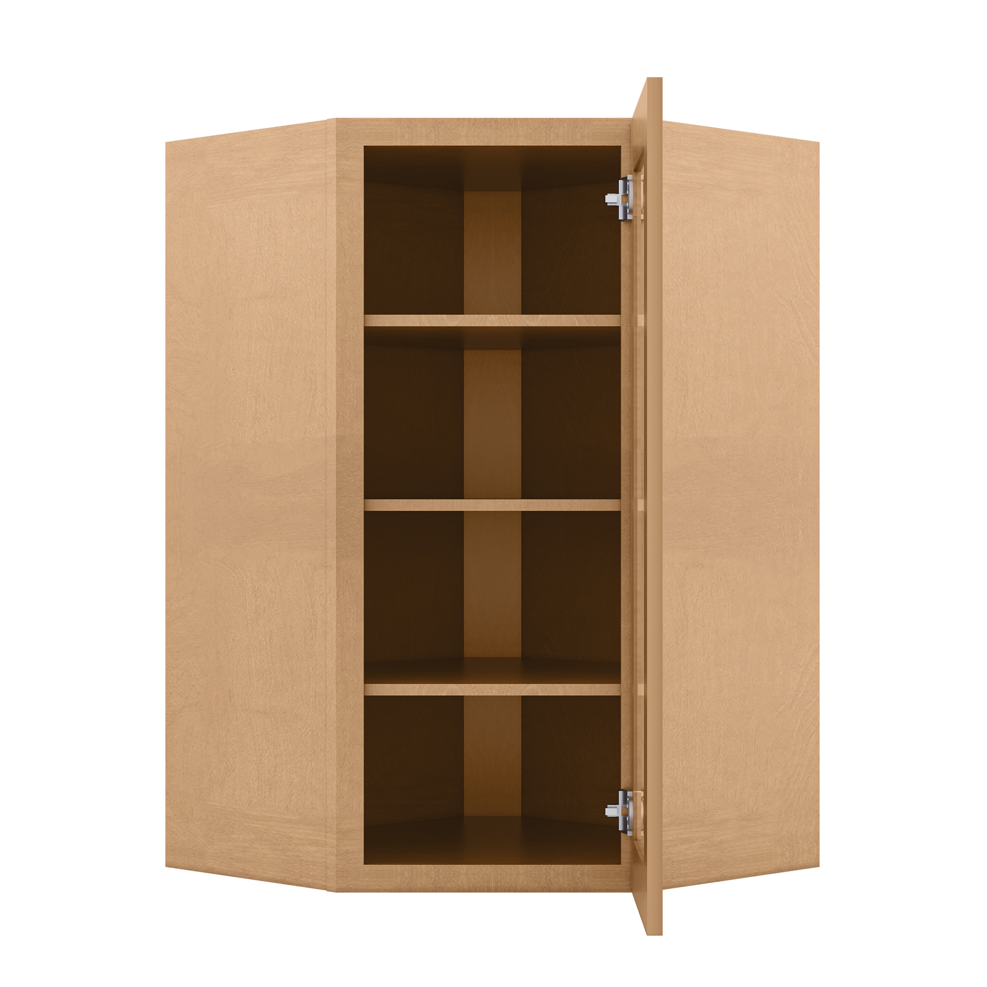 Frosted Glass Door Diagonal Corner Wall Kitchen Cabinet DCMD2742 Shaker Toffee 27 in. width 42 in. height 15 in. depth