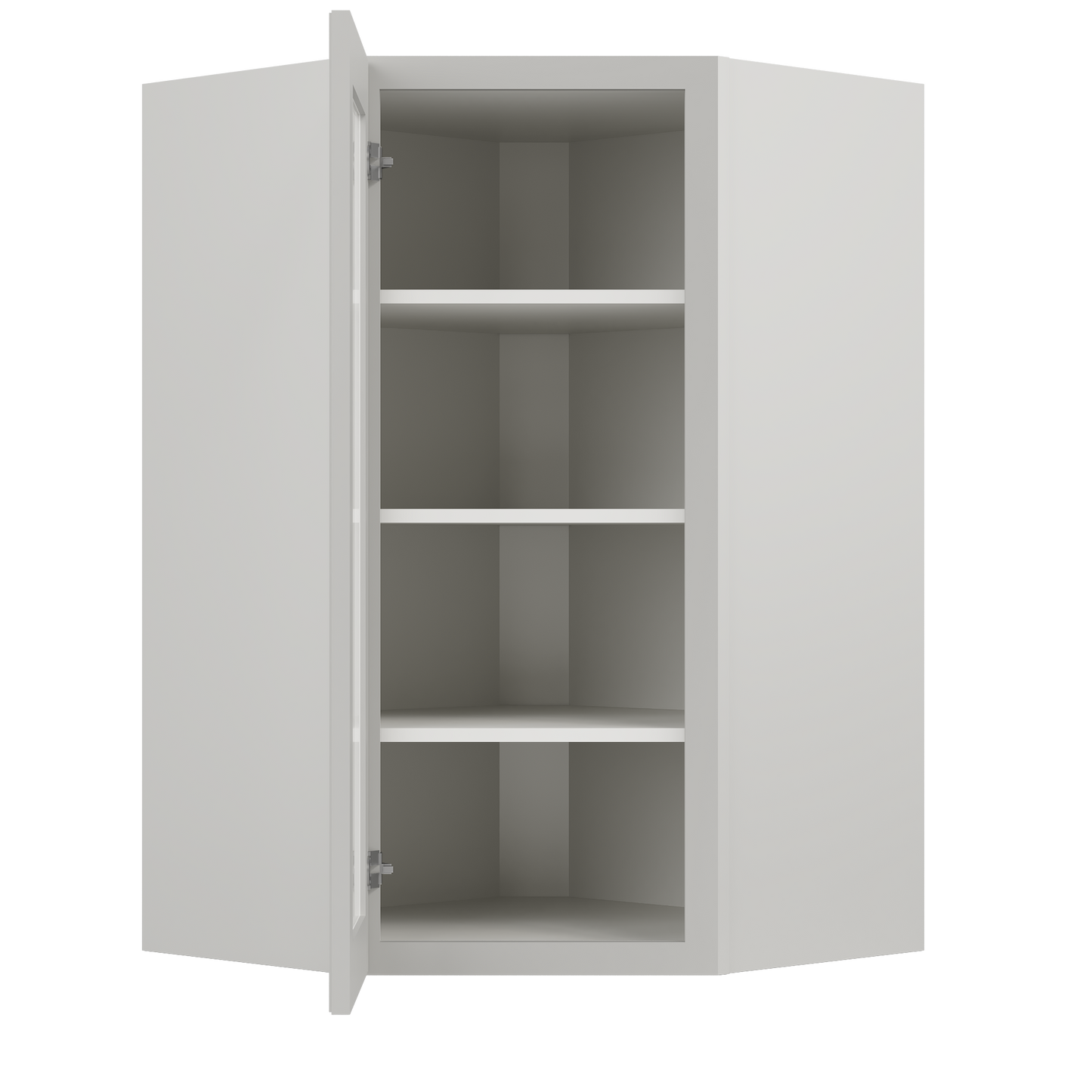 Frosted Glass Door Diagonal Corner Wall Kitchen Cabinet DCMD2742 Milan Pearl 27 in. width 42 in. height 15 in. depth