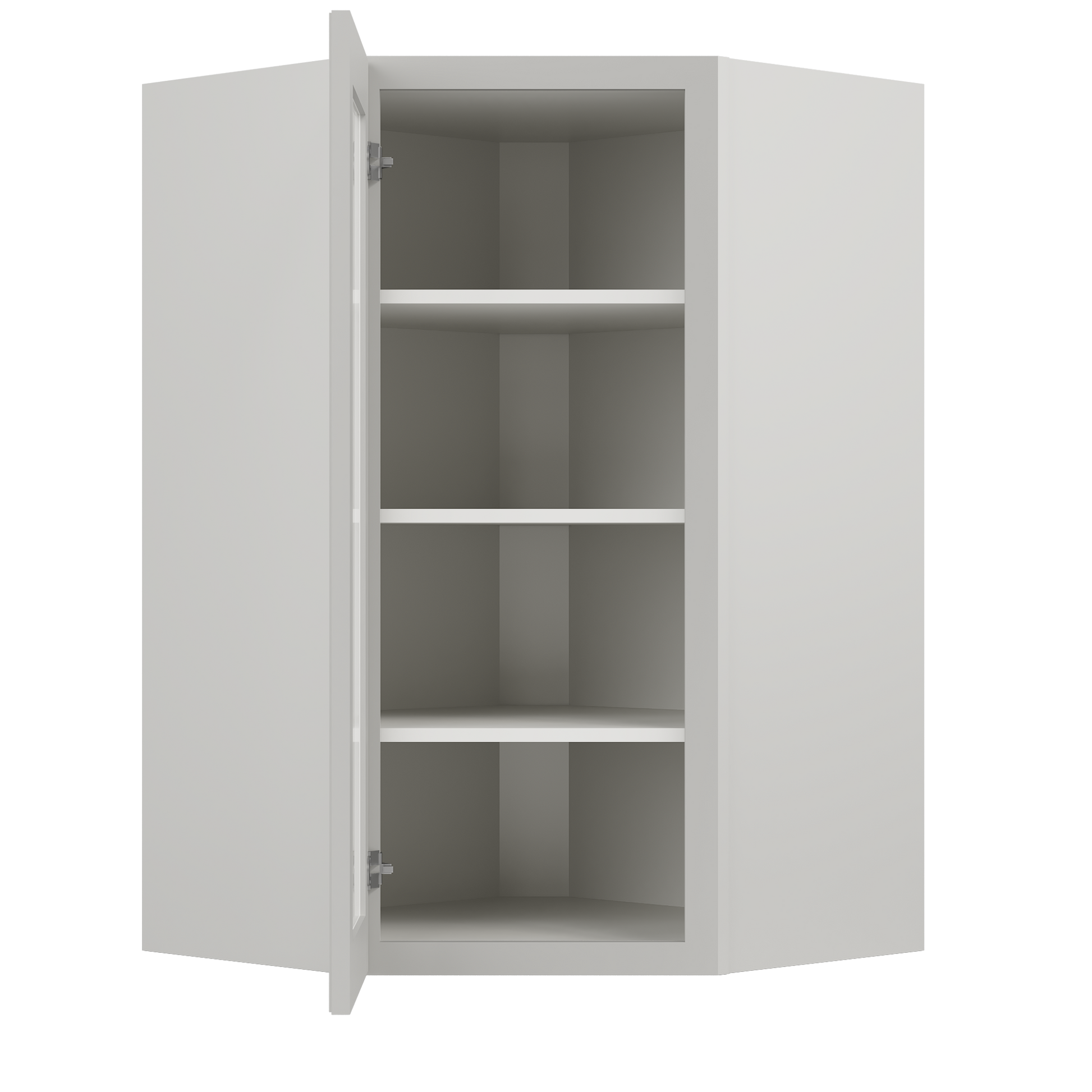 Frosted Glass Door Diagonal Corner Wall Kitchen Cabinet DCMD2742 Milan Pearl 27 in. width 42 in. height 15 in. depth