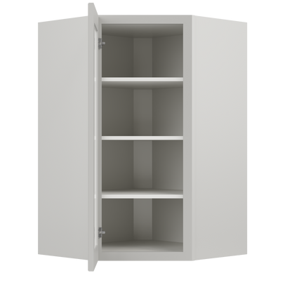 Frosted Glass Door Diagonal Corner Wall Kitchen Cabinet DCMD2742 Milan Pearl 27 in. width 42 in. height 15 in. depth