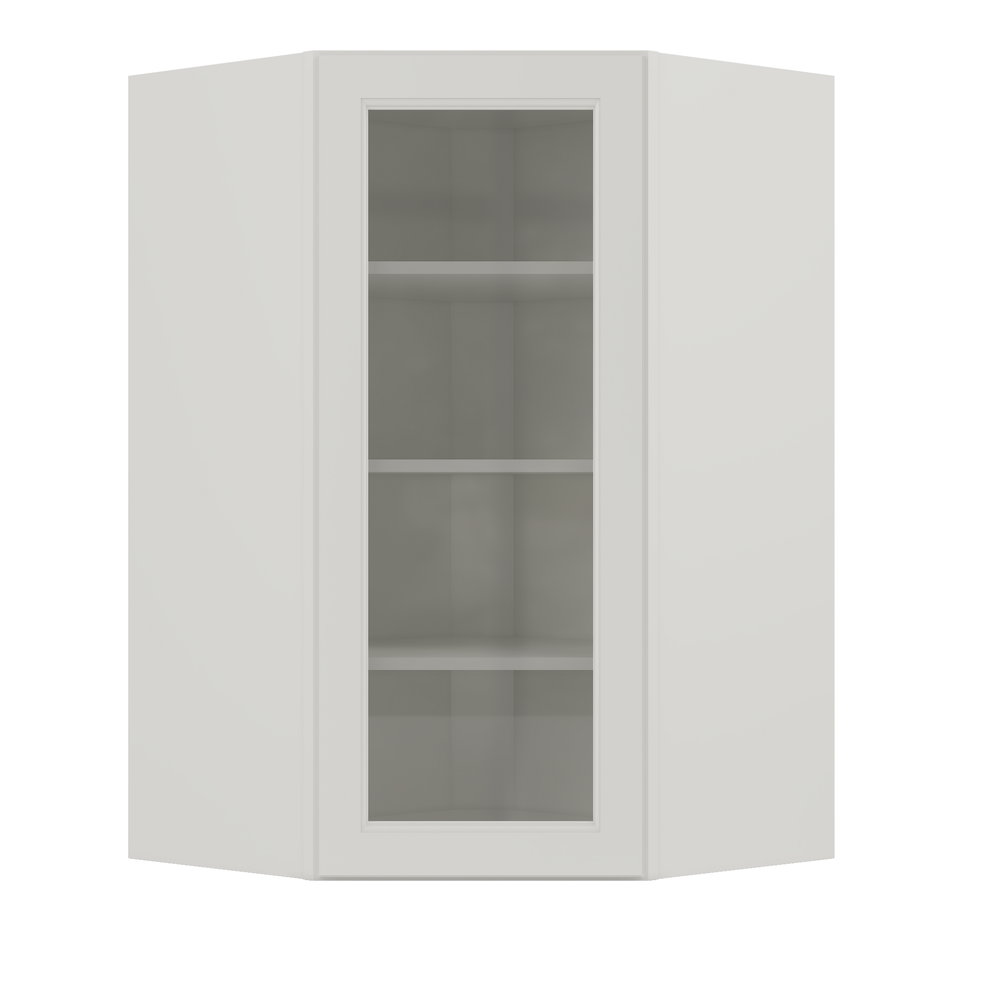 Frosted Glass Door Diagonal Corner Wall Kitchen Cabinet DCMD2742 Milan Pearl 27 in. width 42 in. height 15 in. depth