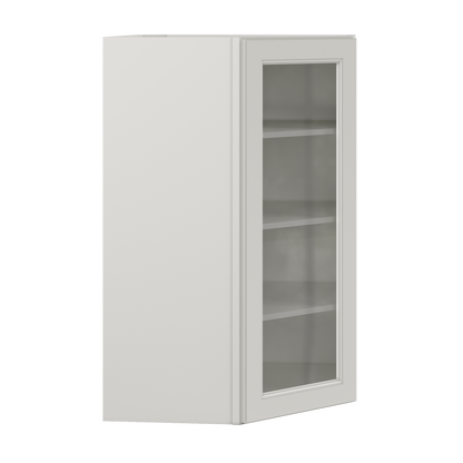 Frosted Glass Door Diagonal Corner Wall Kitchen Cabinet DCMD2742 Milan Pearl 27 in. width 42 in. height 15 in. depth