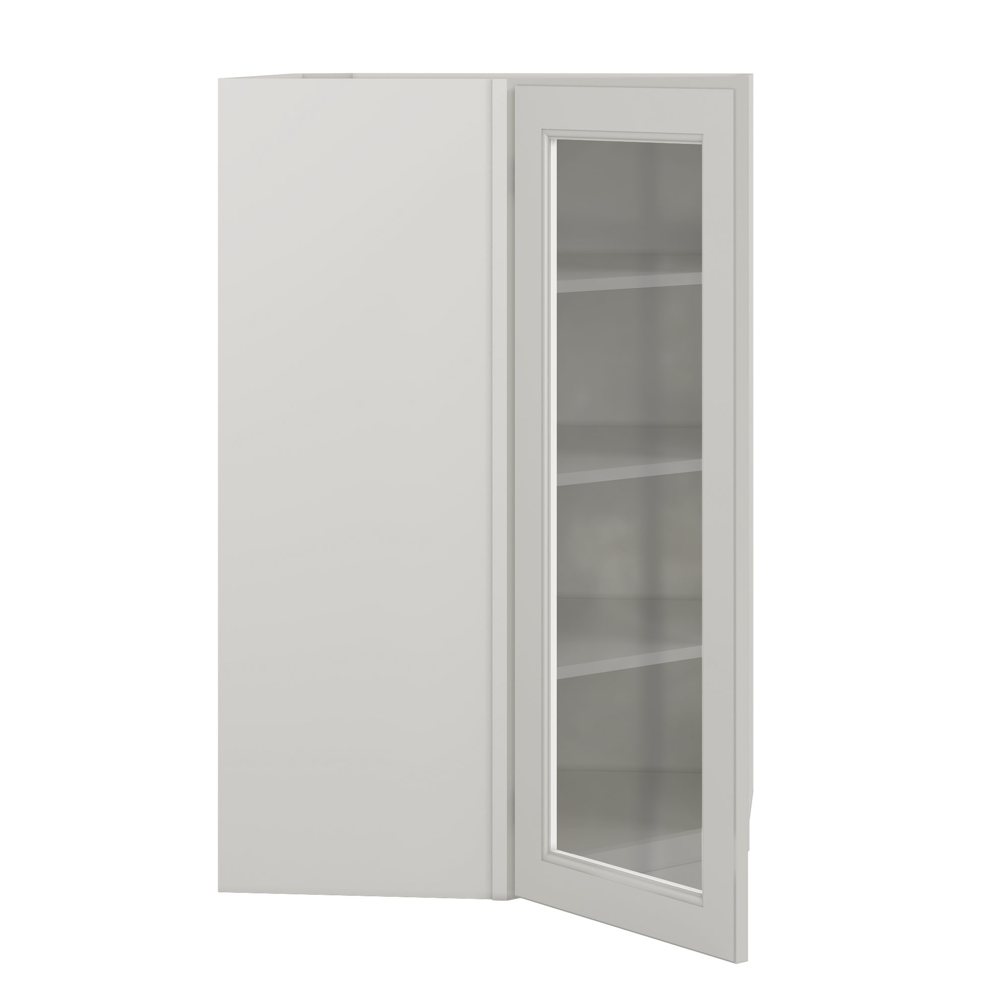 Frosted Glass Door Diagonal Corner Wall Kitchen Cabinet DCMD2742 Milan Pearl 27 in. width 42 in. height 15 in. depth