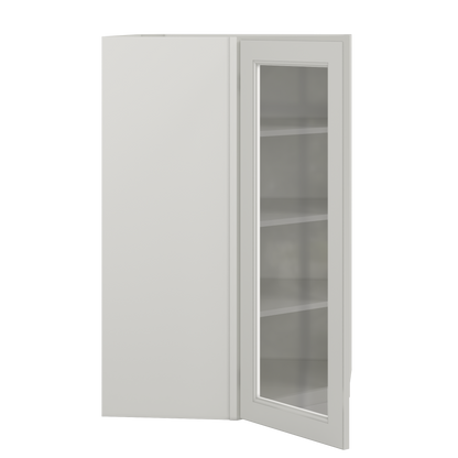 Frosted Glass Door Diagonal Corner Wall Kitchen Cabinet DCMD2742 Milan Pearl 27 in. width 42 in. height 15 in. depth