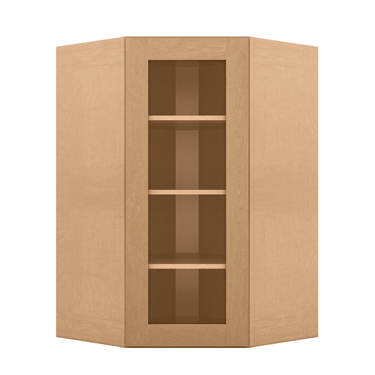 Frosted Glass Door Diagonal Corner Wall Kitchen Cabinet DCMD2742 Shaker Toffee 27 in. width 42 in. height 15 in. depth