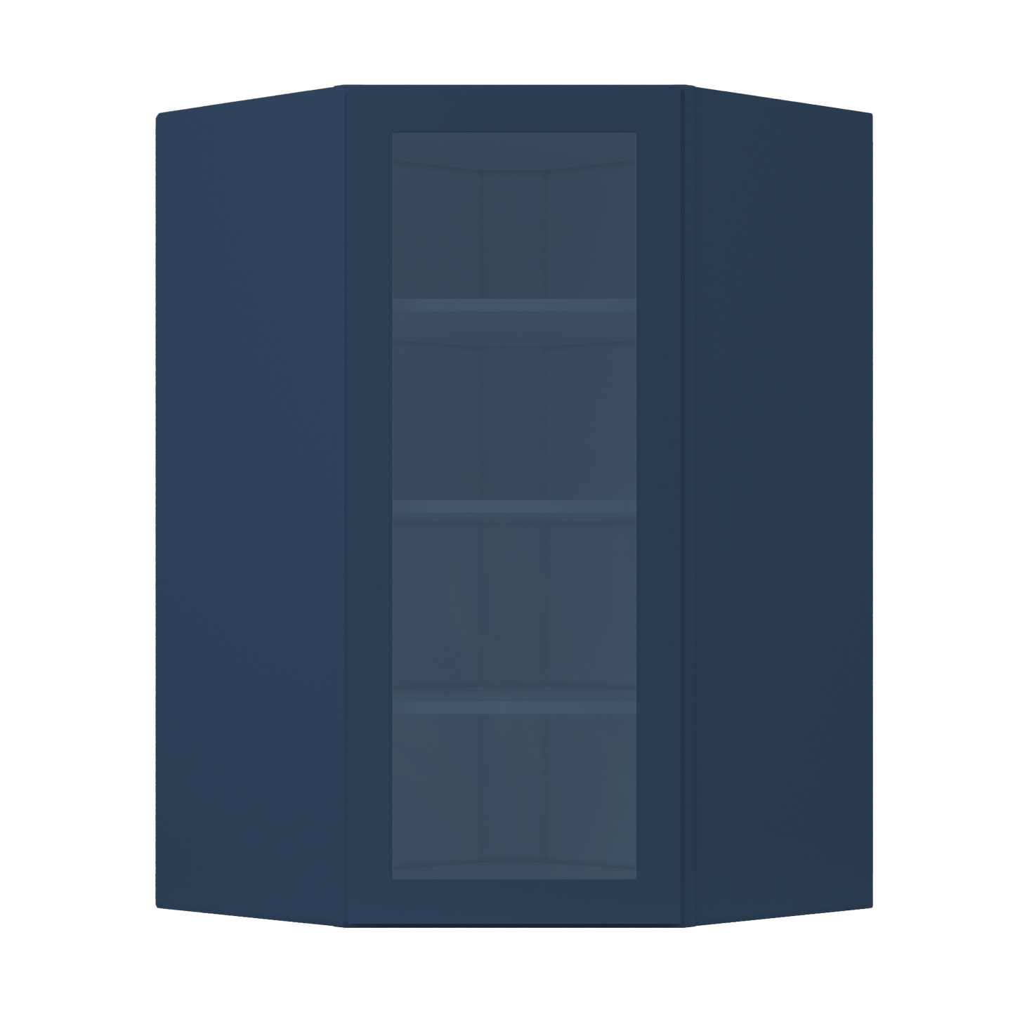 Frosted Glass Door Diagonal Corner Wall Kitchen Cabinet DCMD2742 Danbury Blue LessCare 27 in. width 42 in. height 15