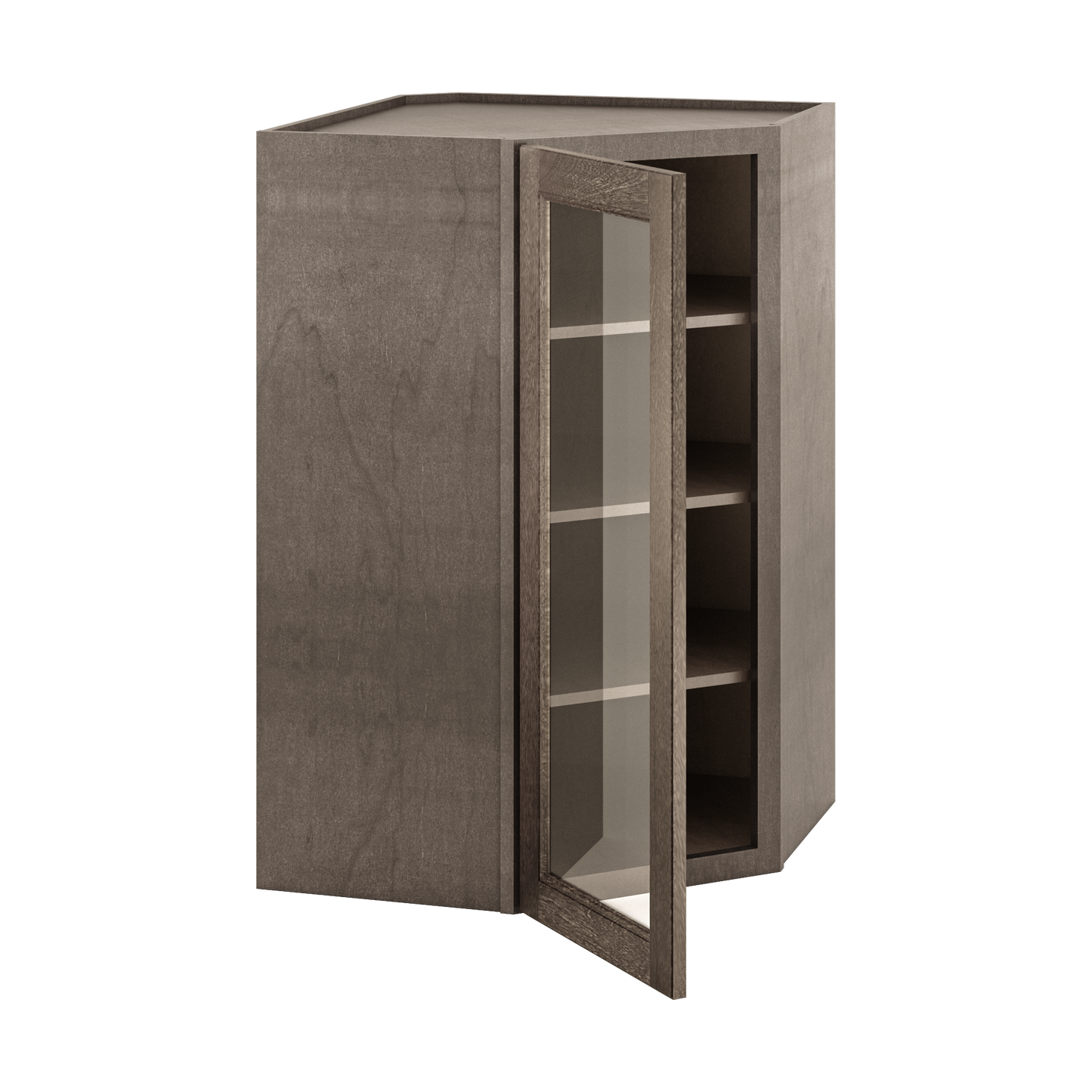 Frosted Glass Door Diagonal Corner Wall Kitchen Cabinet DCMD2742 Milan Slate 27 in. width 42 in. height 15 in. depth