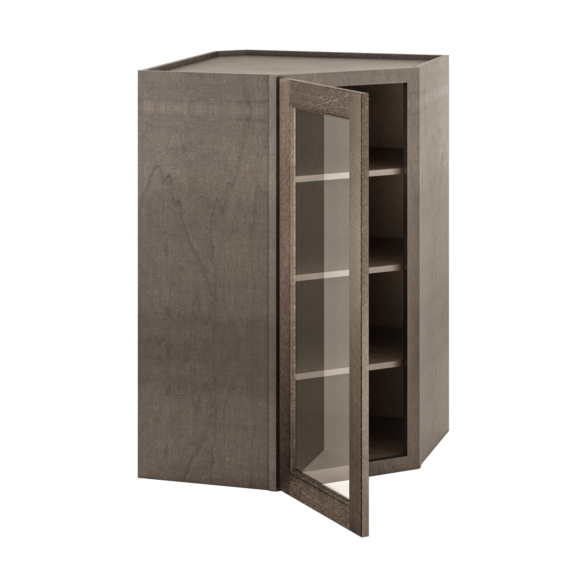 Frosted Glass Door Diagonal Corner Wall Kitchen Cabinet DCMD2742 Milan Slate 27 in. width 42 in. height 15 in. depth