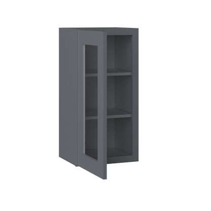 Frosted Glass Door Wall Kitchen Cabinet WMD1530 Colonial Gray LessCare 15 in. width 30 in. height 12 in. depth