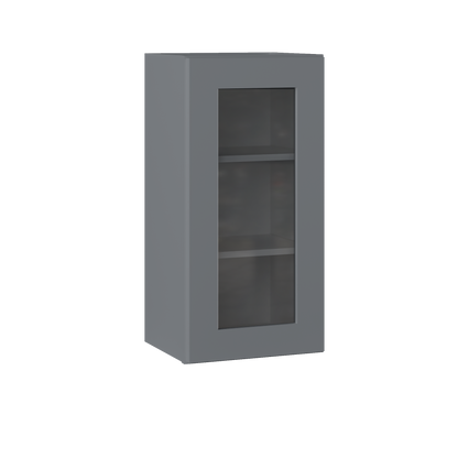 Frosted Glass Door Wall Kitchen Cabinet WMD1530 Colonial Gray LessCare 15 in. width 30 in. height 12 in. depth