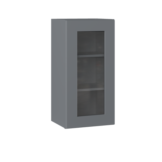 Frosted Glass Door Wall Kitchen Cabinet WMD1530 Colonial Gray LessCare 15 in. width 30 in. height 12 in. depth