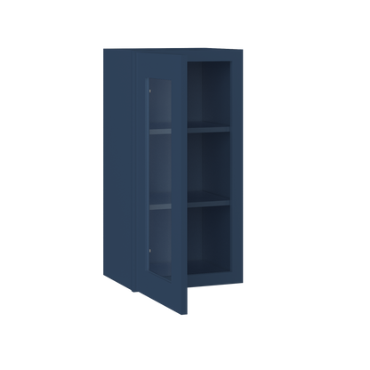 Frosted Glass Door Wall Kitchen Cabinet WMD1530 Danbury Blue LessCare 15 in. width 30 in. height 12 in. depth - Kitchen