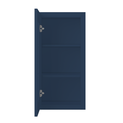 Frosted Glass Door Wall Kitchen Cabinet WMD1530 Danbury Blue LessCare 15 in. width 30 in. height 12 in. depth - Kitchen