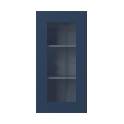 Frosted Glass Door Wall Kitchen Cabinet WMD1530 Danbury Blue LessCare 15 in. width 30 in. height 12 in. depth - Kitchen