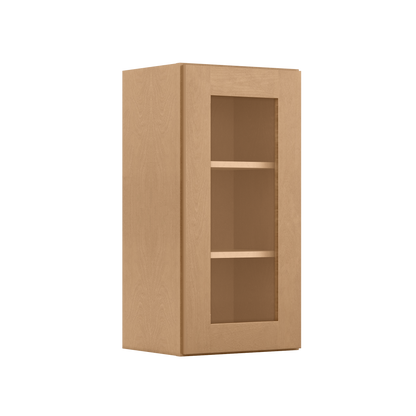 Frosted Glass Door Wall Kitchen Cabinet WMD1530 Shaker Toffee 15 in. width 30 in. height 12 in. depth - Kitchen Cabinets