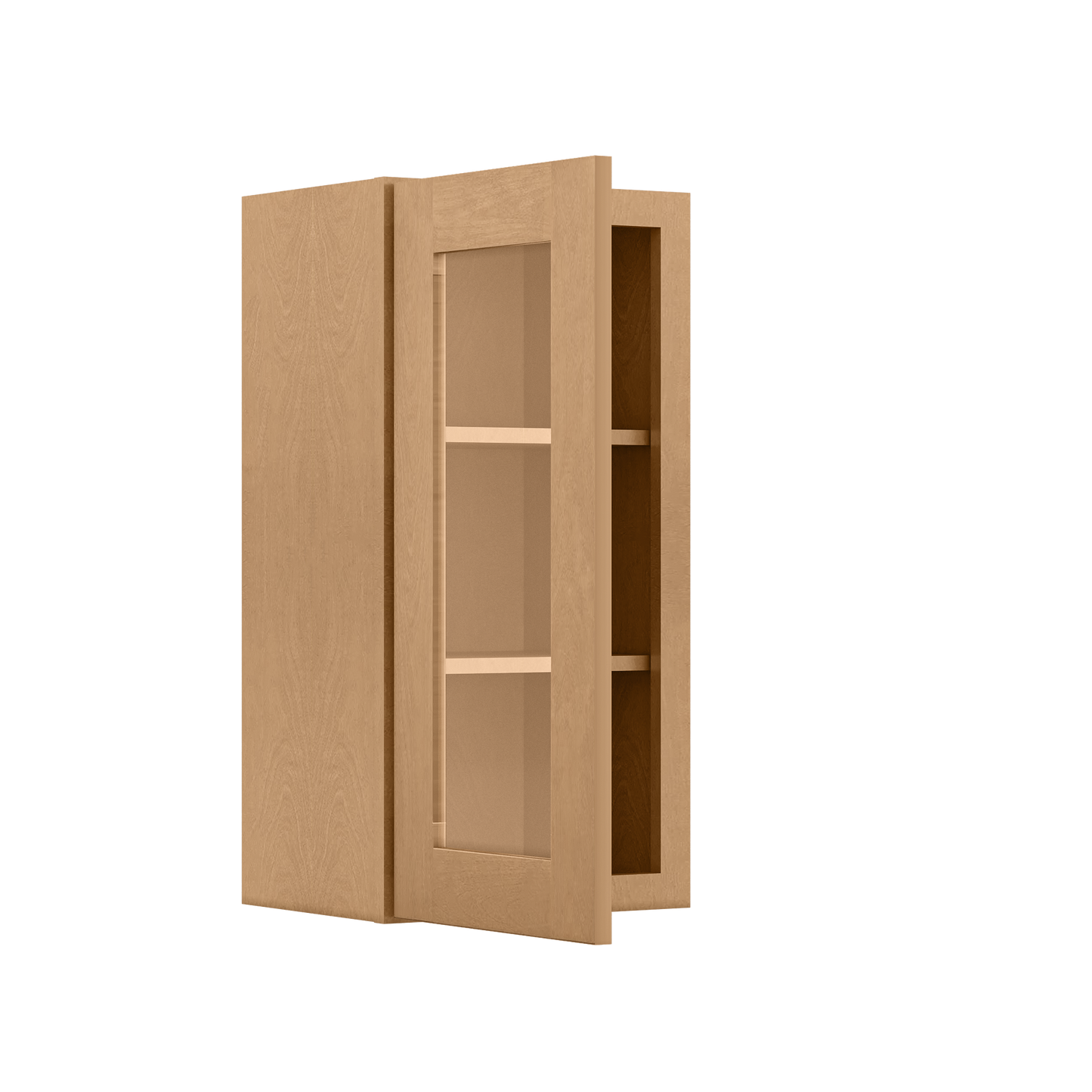 Frosted Glass Door Wall Kitchen Cabinet WMD1530 Shaker Toffee 15 in. width 30 in. height 12 in. depth - Kitchen Cabinets