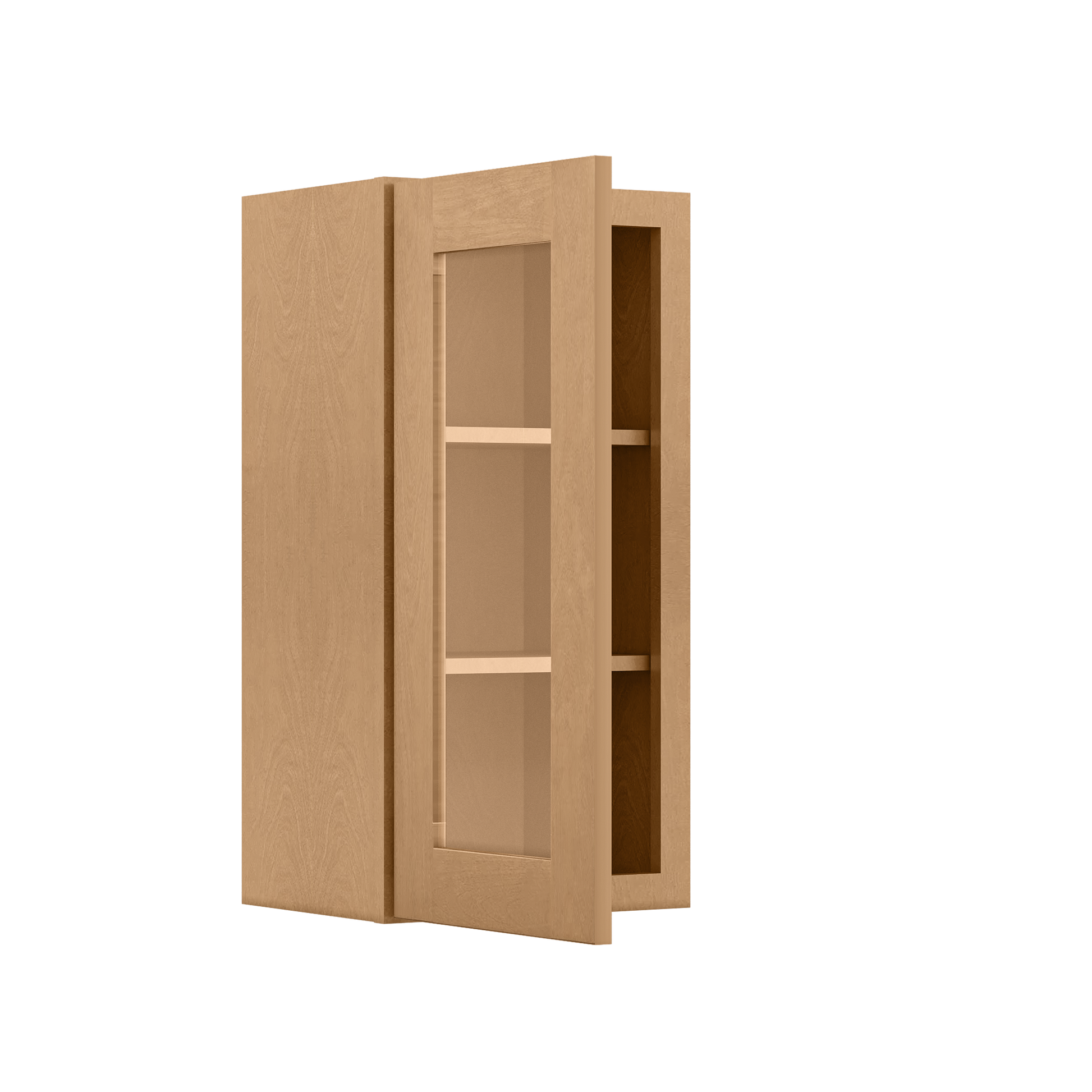 Frosted Glass Door Wall Kitchen Cabinet WMD1530 Shaker Toffee 15 in. width 30 in. height 12 in. depth - Kitchen Cabinets