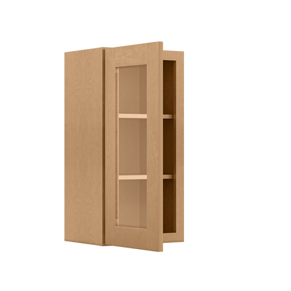 Frosted Glass Door Wall Kitchen Cabinet WMD1530 Shaker Toffee 15 in. width 30 in. height 12 in. depth - Kitchen Cabinets