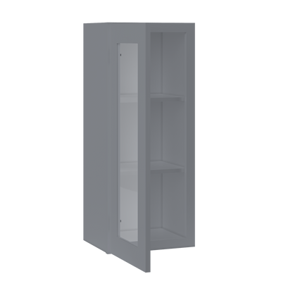 Frosted Glass Door Wall Kitchen Cabinet WMD1536 Colonial Gray LessCare 15 in. width 36 in. height 12 in. depth