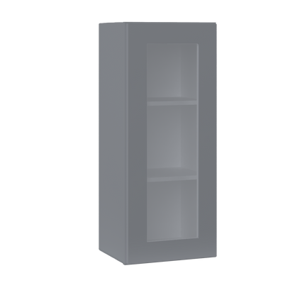 Frosted Glass Door Wall Kitchen Cabinet WMD1536 Colonial Gray LessCare 15 in. width 36 in. height 12 in. depth