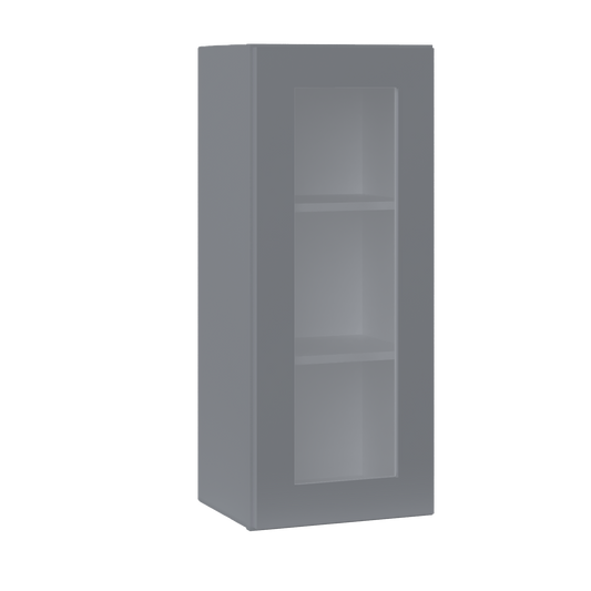Frosted Glass Door Wall Kitchen Cabinet WMD1536 Colonial Gray LessCare 15 in. width 36 in. height 12 in. depth