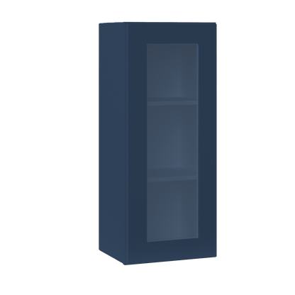 Frosted Glass Door Wall Kitchen Cabinet WMD1536 Danbury Blue LessCare 15 in. width 36 in. height 12 in. depth - Kitchen
