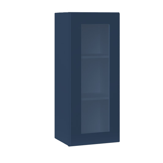 Frosted Glass Door Wall Kitchen Cabinet WMD1536 Danbury Blue LessCare 15 in. width 36 in. height 12 in. depth - Kitchen